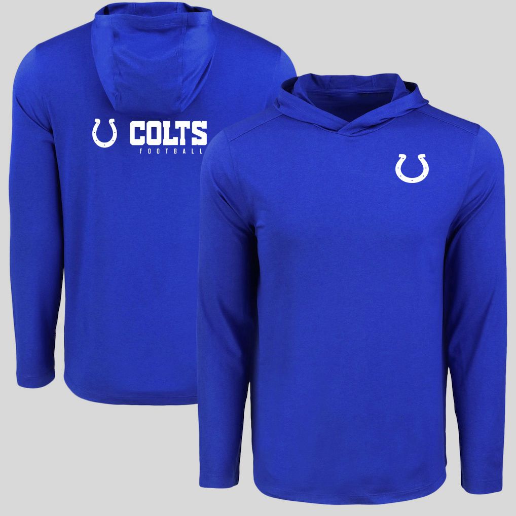 Men 2026 NFL Indianapolis Colts Hooded long sleeved T-shirt blue 05->nfl t-shirts->Sports Accessory
